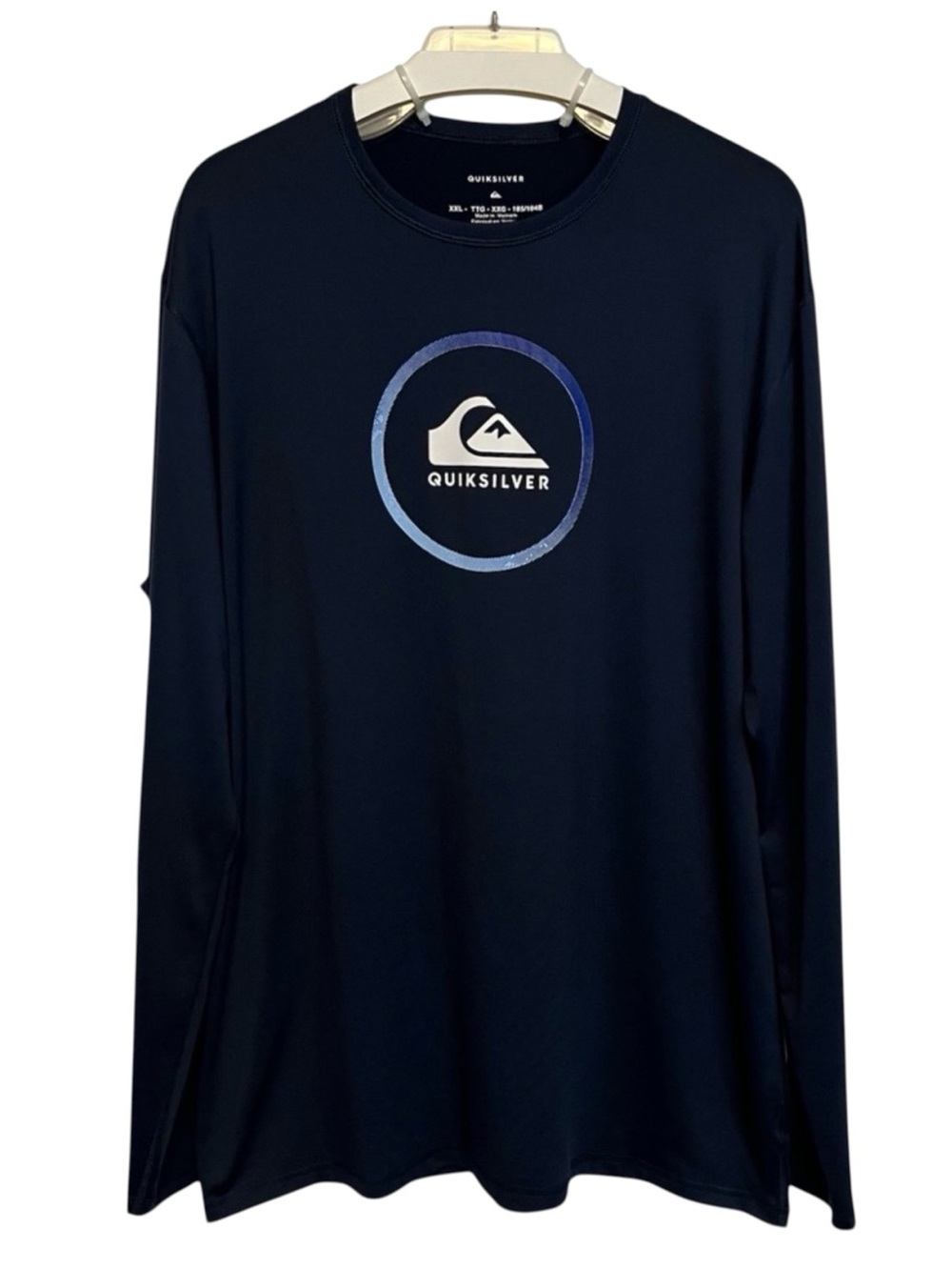 QUIKSILVER Navy Blue Long Sleeve T-Shirt Men’s XXL Circle Logo Graphic